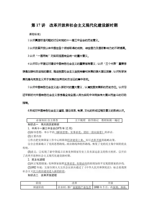 第17讲 改革开放和社会主义现代化建设新时期