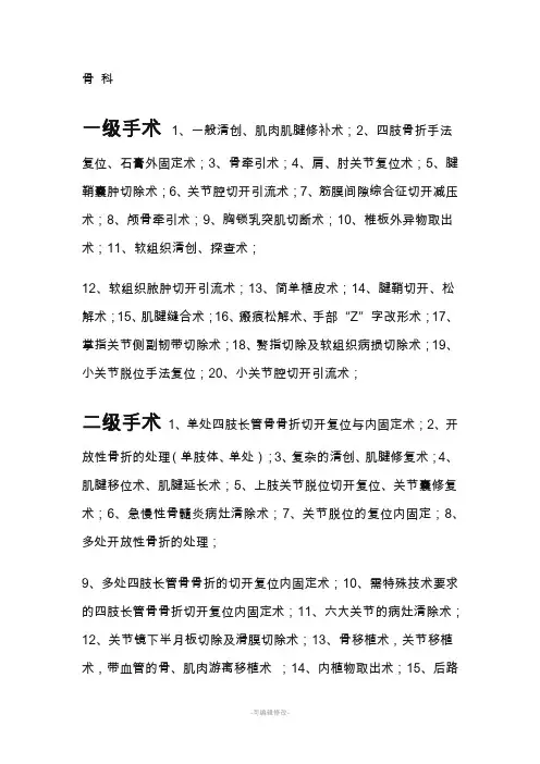 骨科手术分级