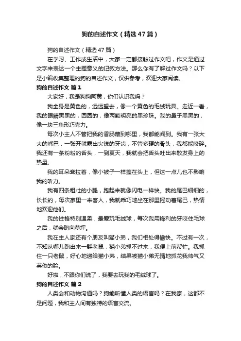 狗的自述作文（精选47篇）