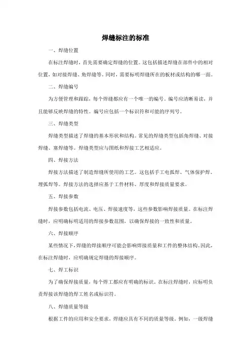 焊缝标注的标准
