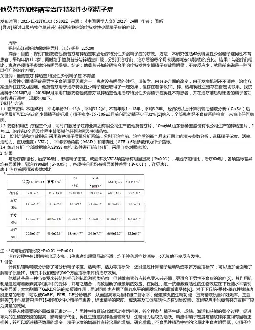 他莫昔芬加锌硒宝治疗特发性少弱精子症