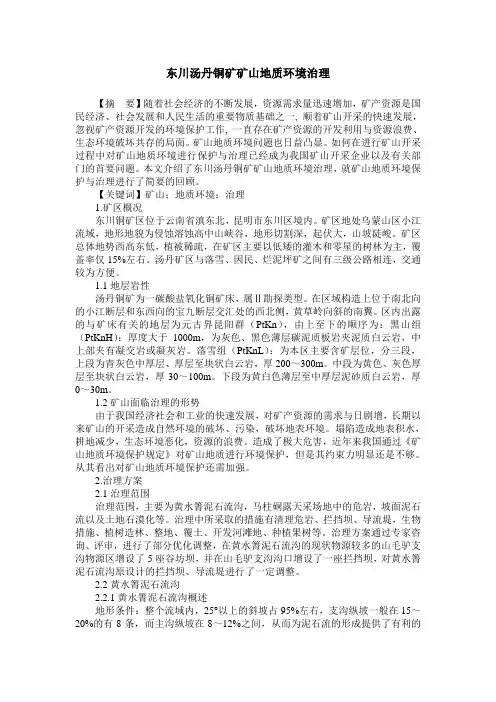 东川汤丹铜矿矿山地质环境治理