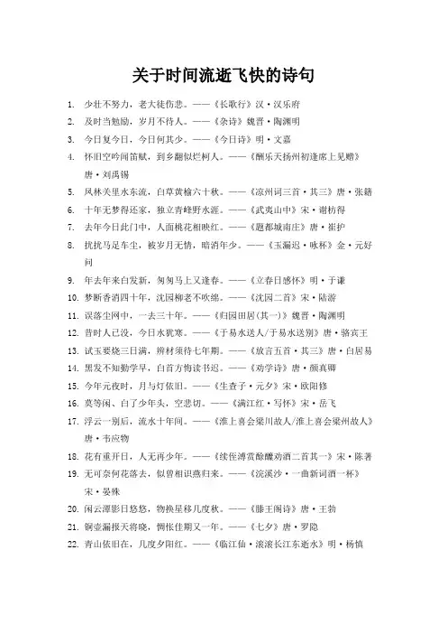 关于时间流逝飞快的句子