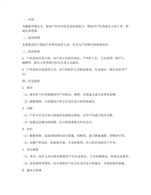 产科急症应急预案