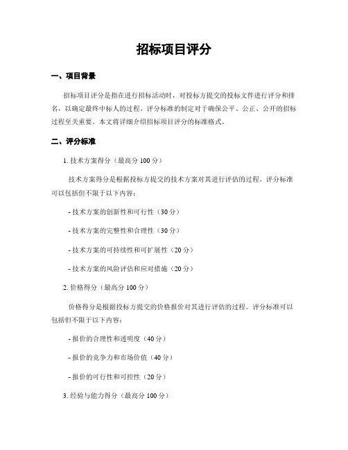 招标项目评分