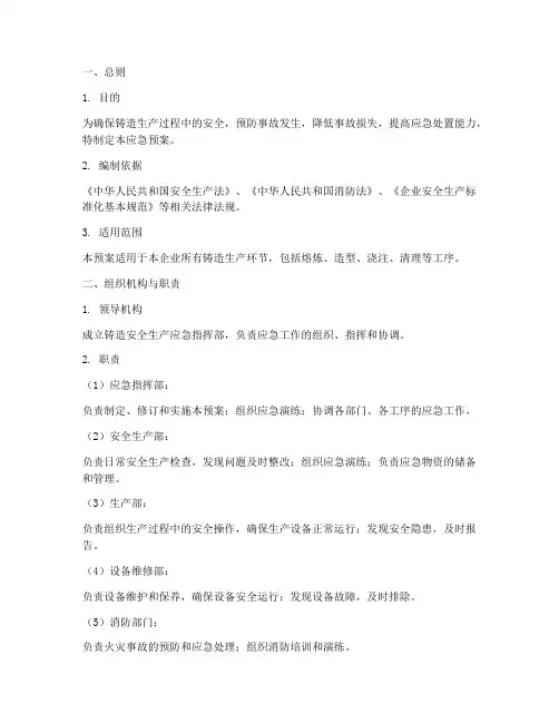 铸造应急预案模板