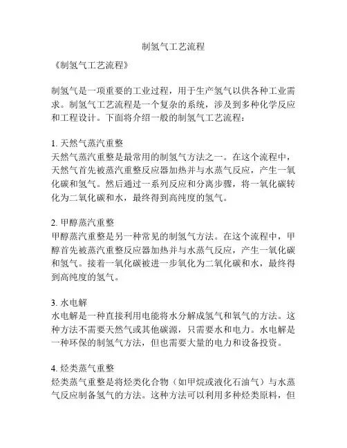 制氢气工艺流程