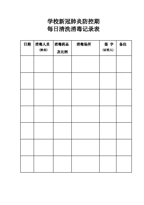 学校新冠肺炎防控期间校园清洗消记录表
