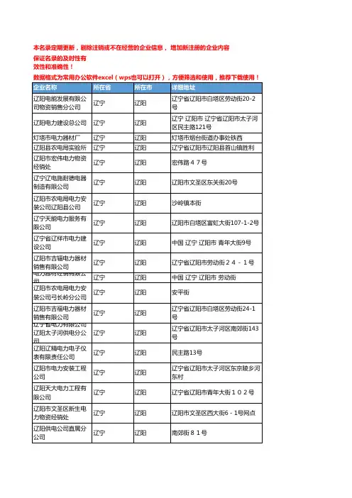 2020新版辽宁辽阳电力企业公司名录名单黄页联系方式大全107家