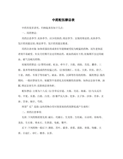 中药配伍禁忌表