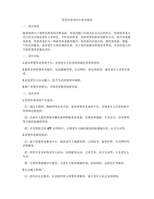 智慧养老项目计划书规划
