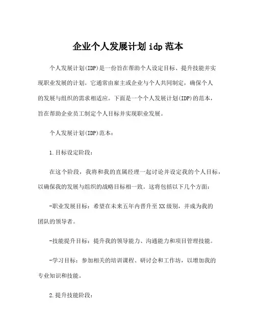 企业个人发展计划idp范本