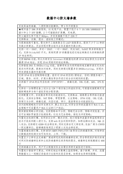 数据中心防火墙参数