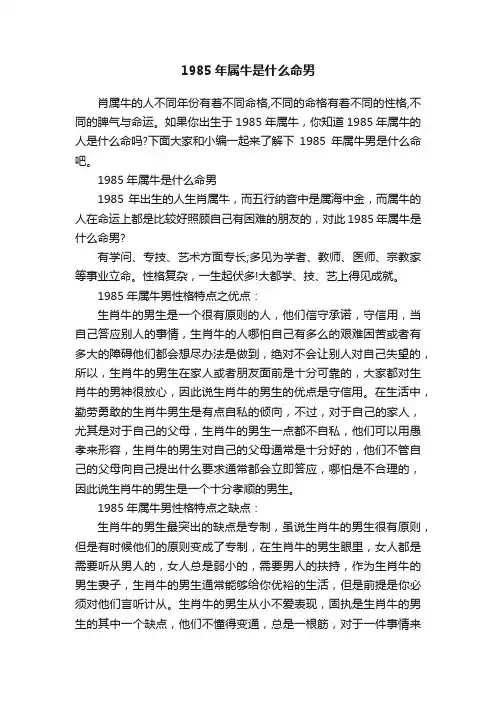 1985年属牛是什么命男