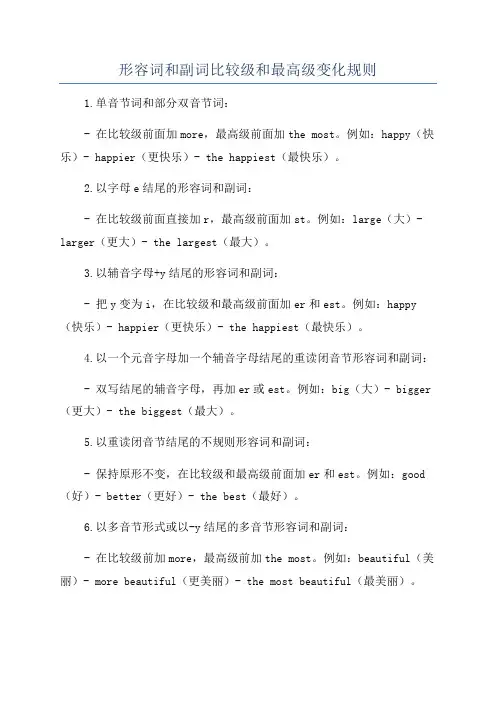形容词和副词比较级和最高级变化规则