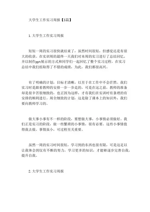 大学生工作实习周报【5篇】