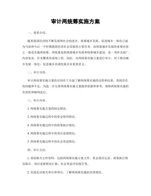 审计两统筹实施方案