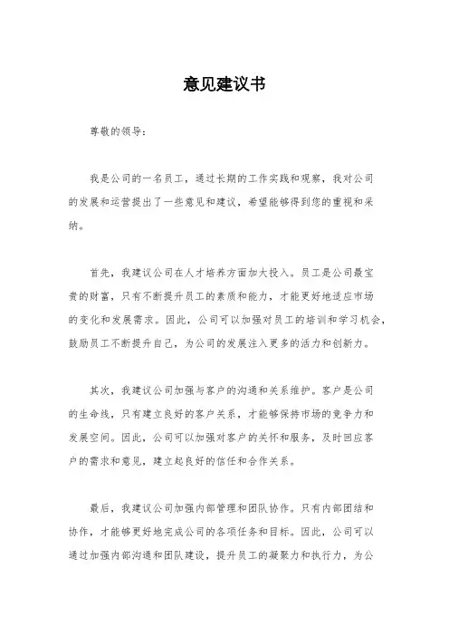 意见建议书