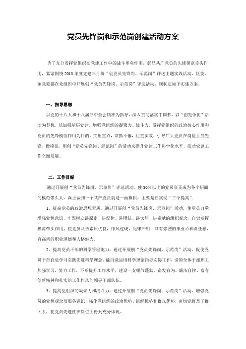 党员先锋岗和示范岗创建活动台账目录