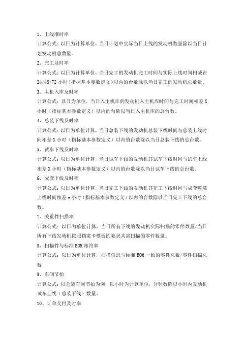 生产相关指标