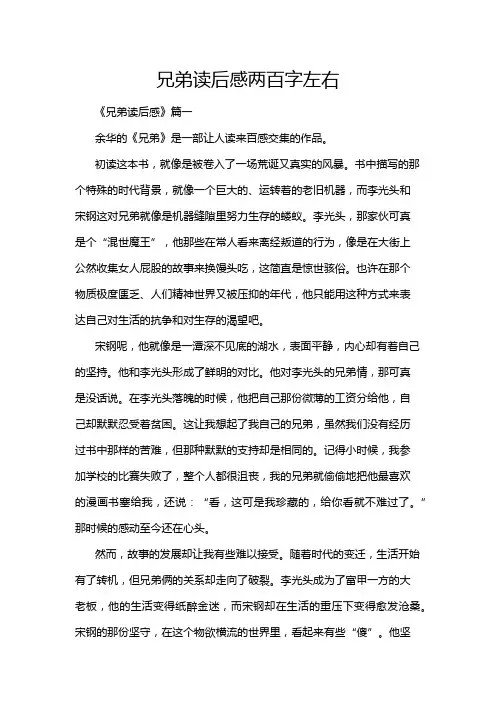 兄弟读后感两百字左右
