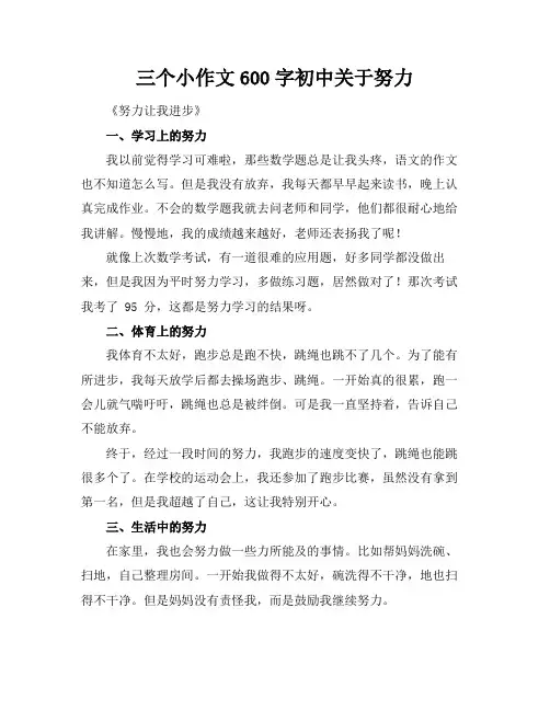 三个小标题作文600字初中关于努力