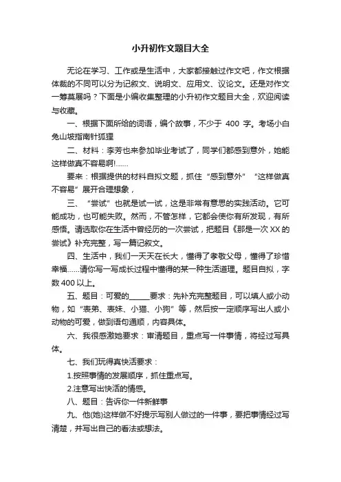 小升初作文题目大全