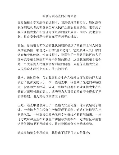 粮食专项巡查的心得体会