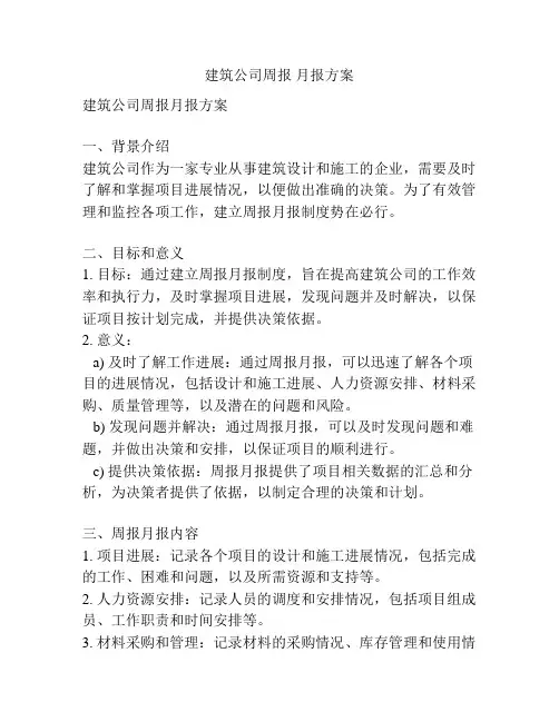 建筑公司周报 月报方案