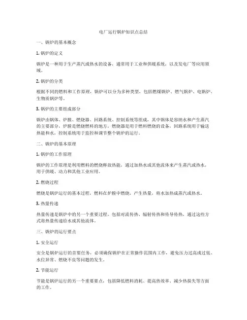 电厂运行锅炉知识点总结