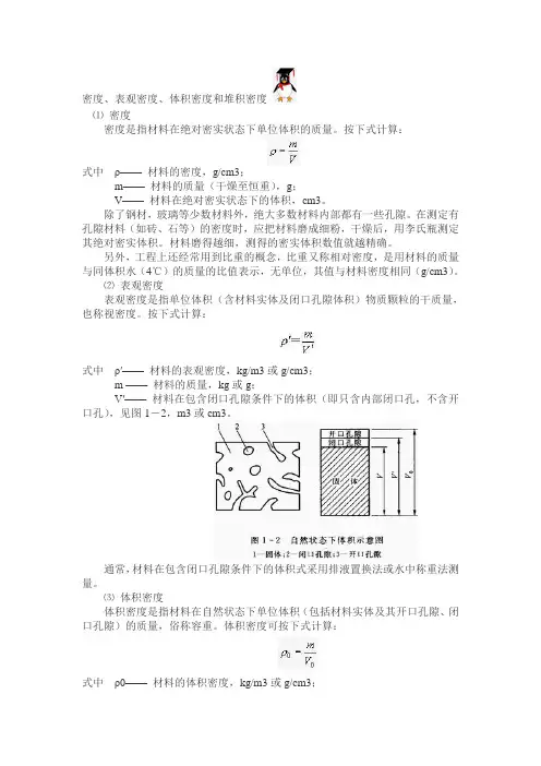 各种密度的详细定义