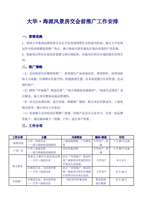大华·海派风景房交会前期营销推广方案
