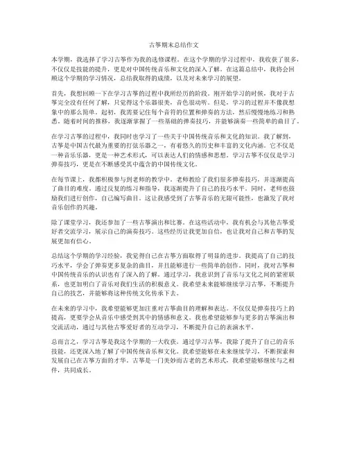 古筝期末总结作文
