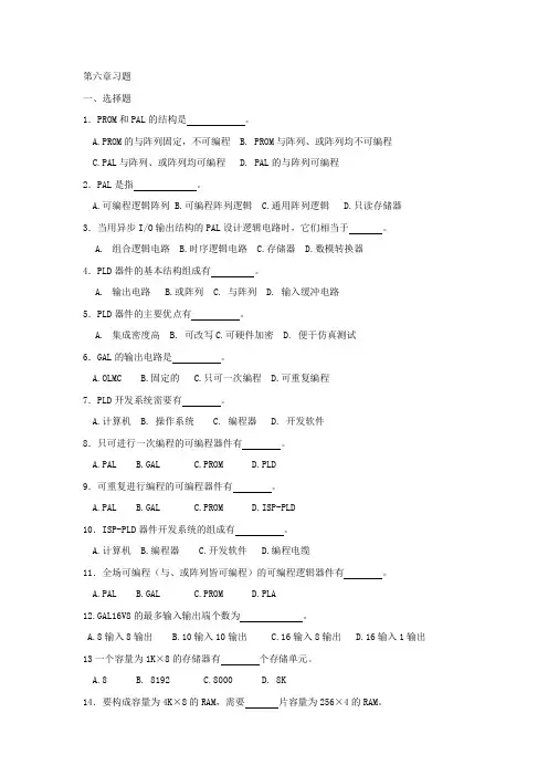 万里学院-数字电子技术基础-第六章习题及参考答案