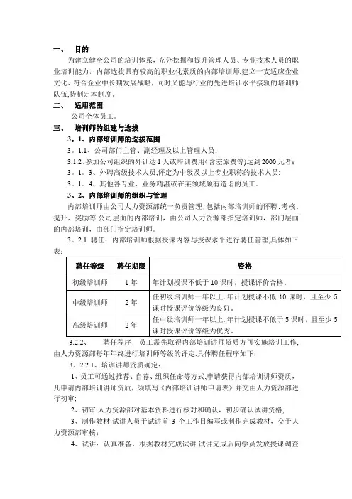 内部培训师管理制度