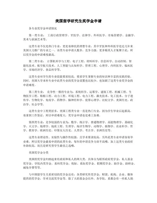 美国留学研究生奖学金申请