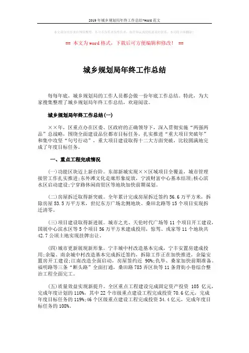 2019年城乡规划局年终工作总结-word范文 (17页)
