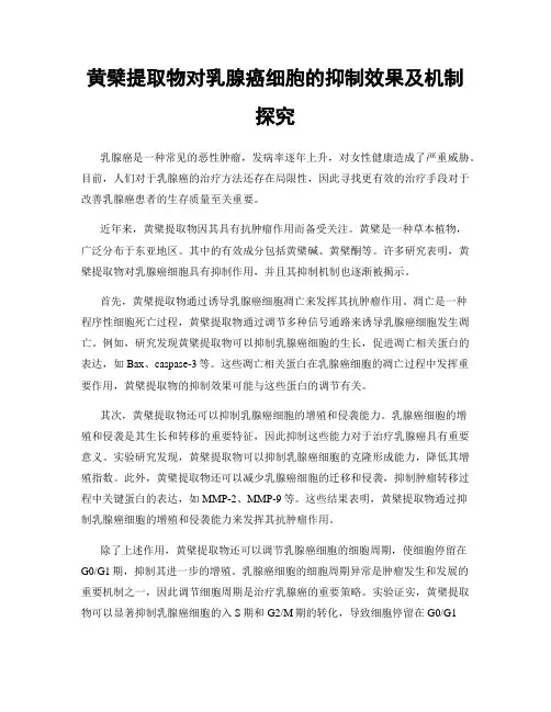 黄檗提取物对乳腺癌细胞的抑制效果及机制探究