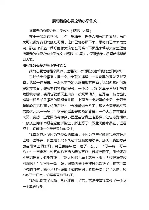 描写我的心爱之物小学作文（精选12篇）