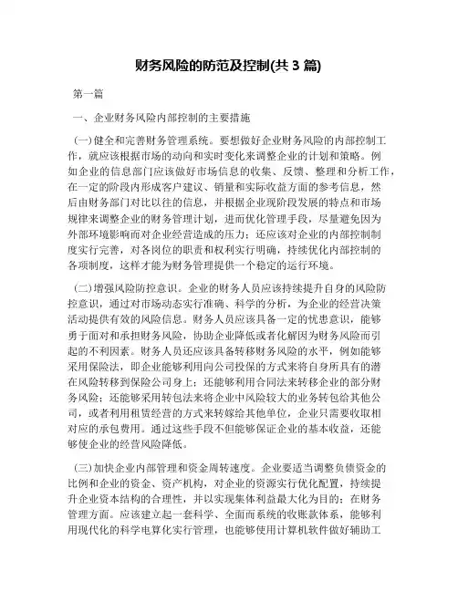 财务风险的防范及控制(共3篇)