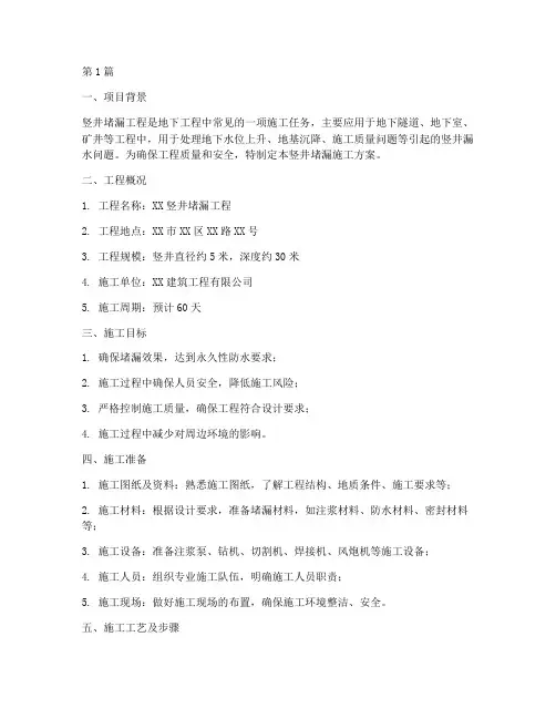 竖井堵漏施工方案(3篇)