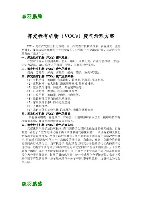 挥发性有机物(VOCs)废气危害与治理方法
