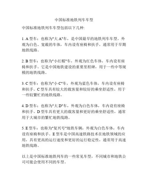中国标准地铁列车车型