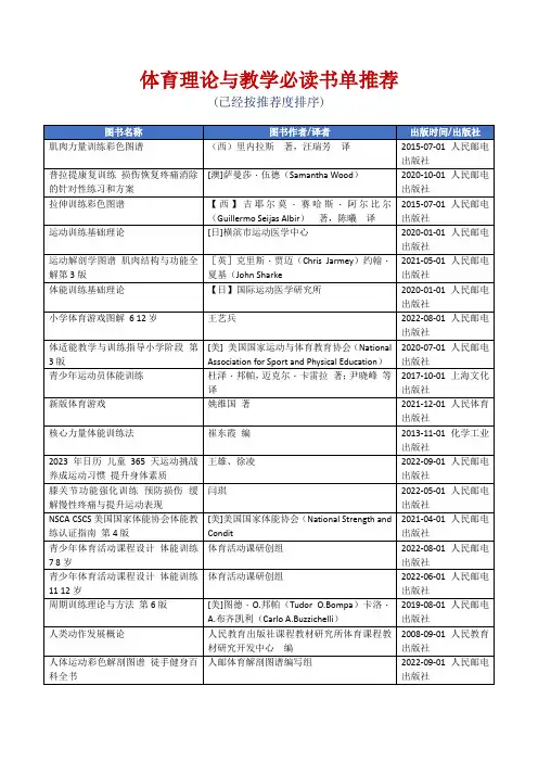 体育理论与教学必读书单推荐[精美打印版本]