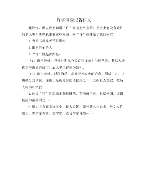 许字调查报告作文