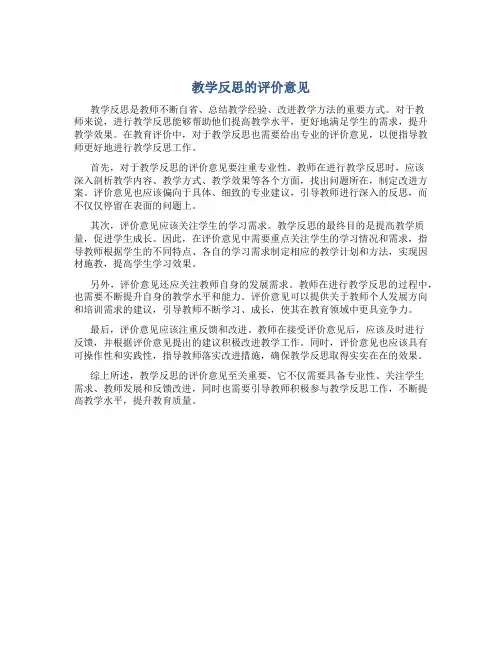 教学反思的评价意见