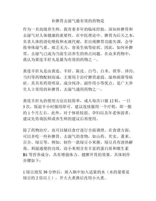 补脾胃去湿气最有效的药物是