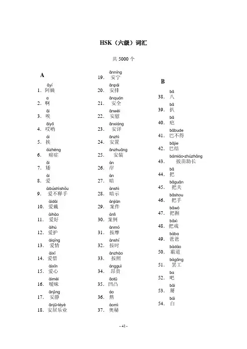 新HSK(六级)词汇(拼音)