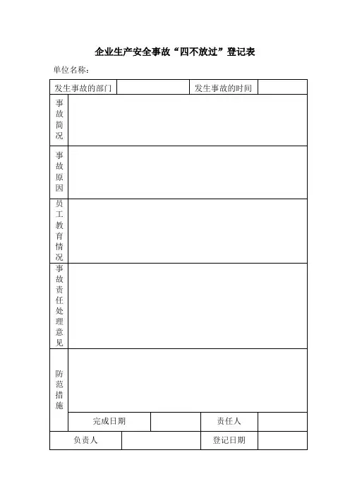 “四不放过”登记表