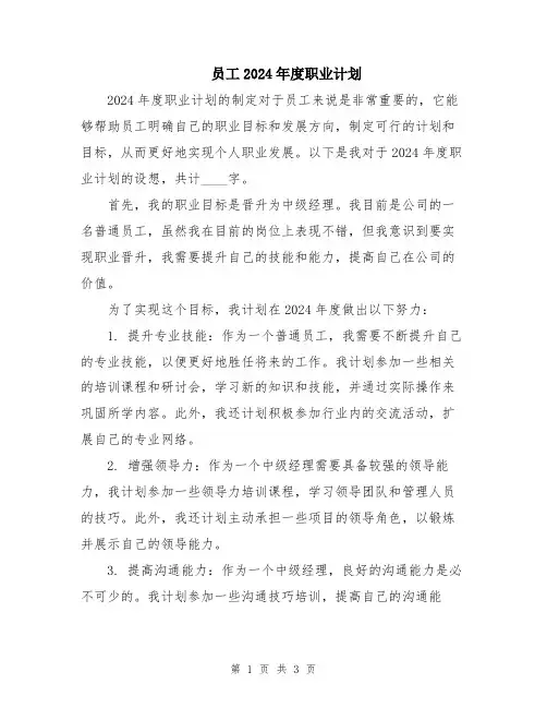 员工2024年度职业计划
